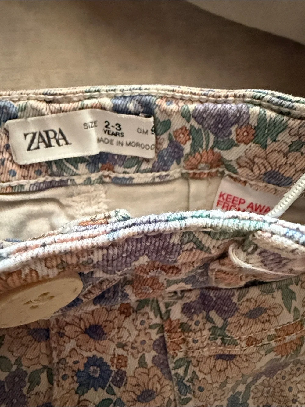 Zara girls adorable Floral denim twill pant jacket Set - Blue pink 2/3